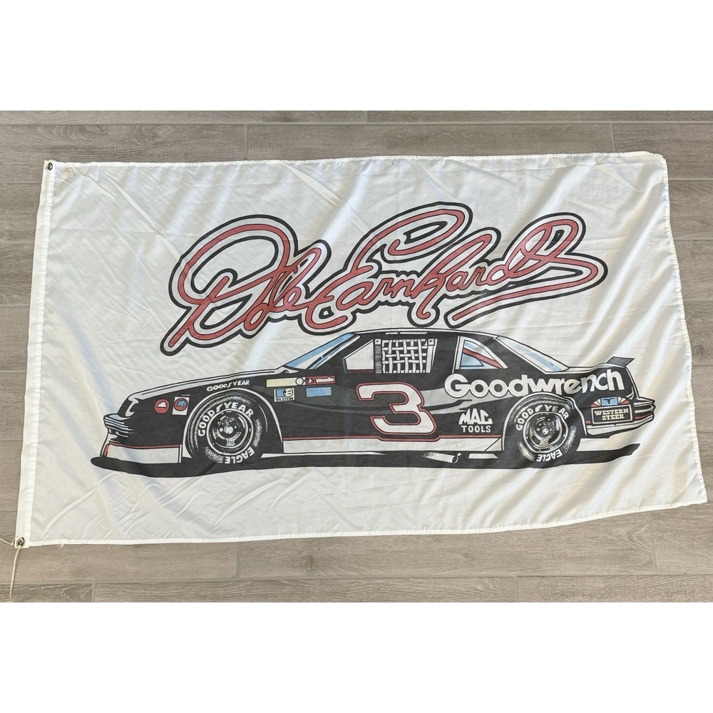 NASCAR Dale Earnhardt Sr #3 Goodwrench White Polyester Racing‎ Flag Banner OS